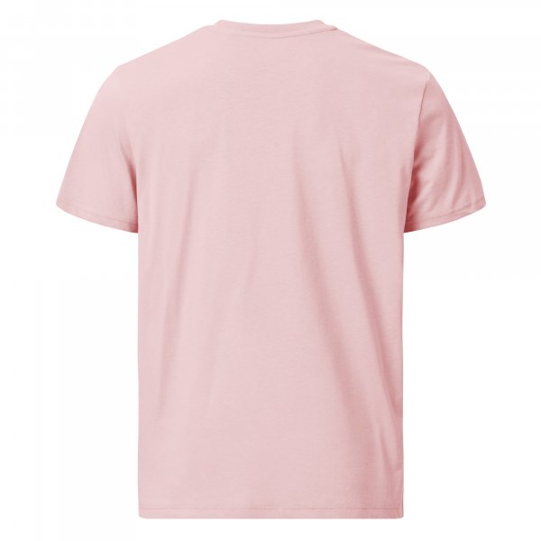 Die Rückansicht eines rosa T-Shirts.
