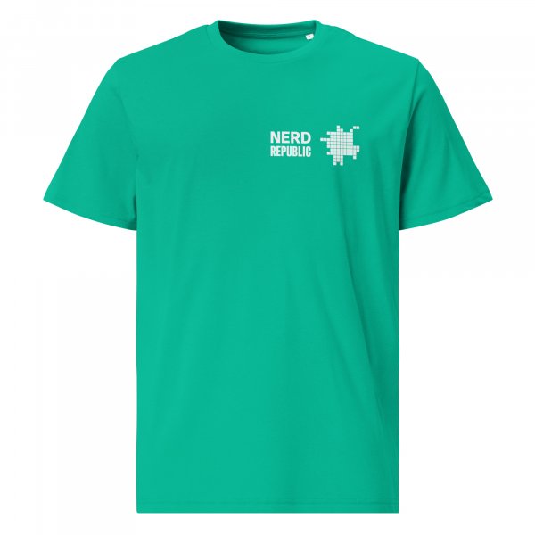 Ein grünes T-Shirt mit einem weißen Logo darauf.